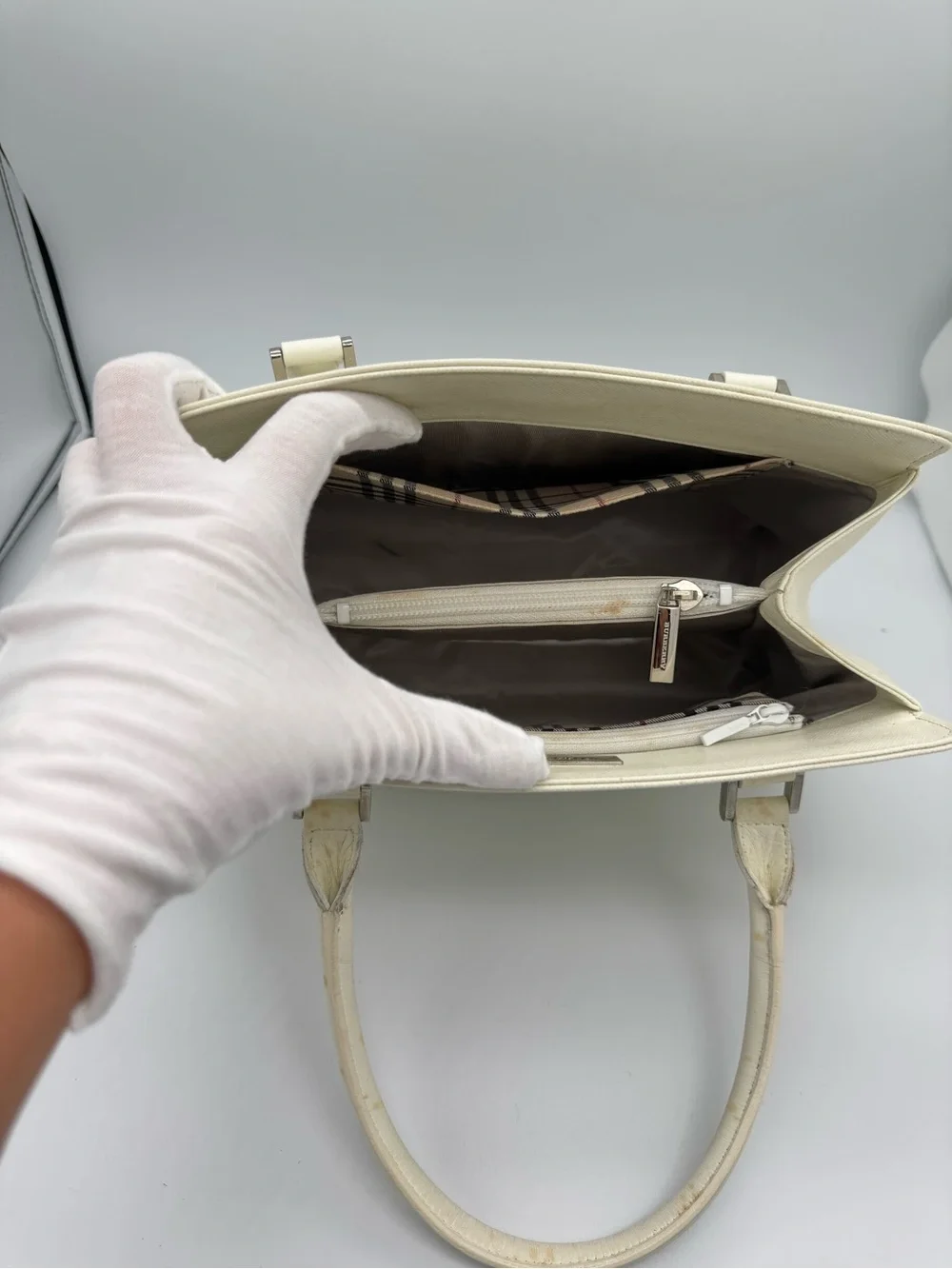 Burberry white satchel early 2000’s‎ purse